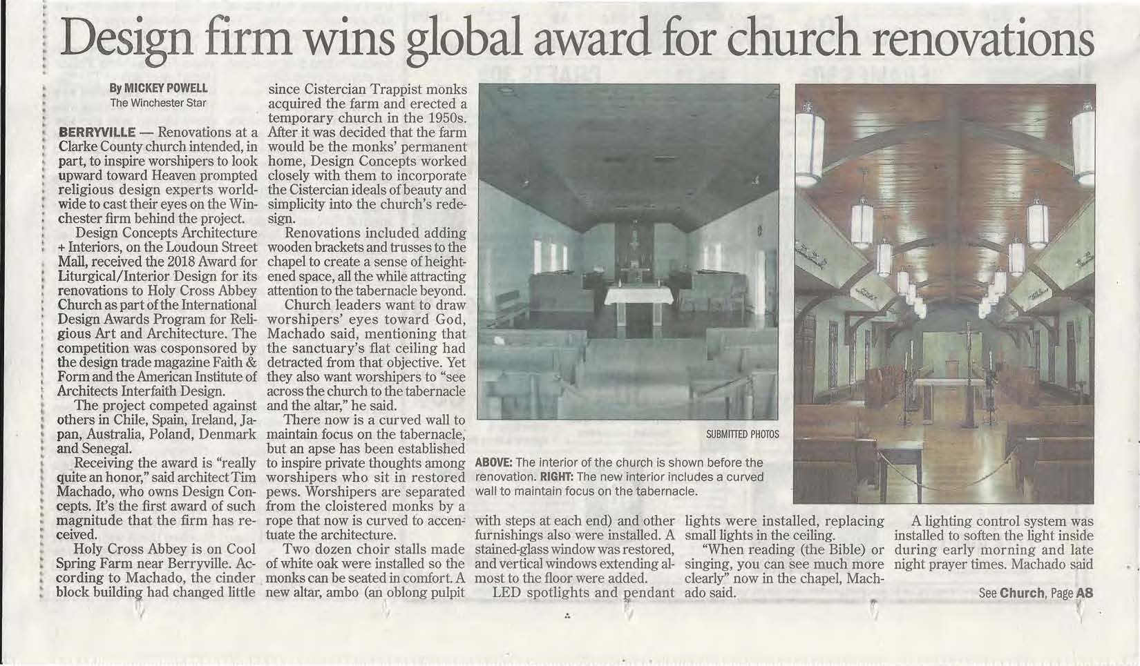 1542 Holy Cross Design Award Winc Star Article Page 1