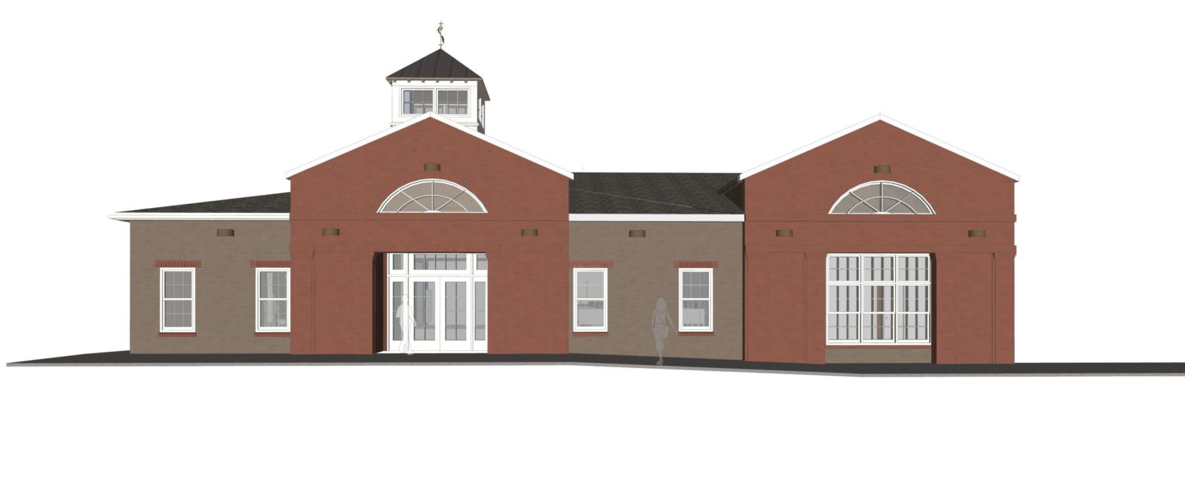 0925-1 Hardy County Public LIbrary Front Elevation with exposed recessed brick