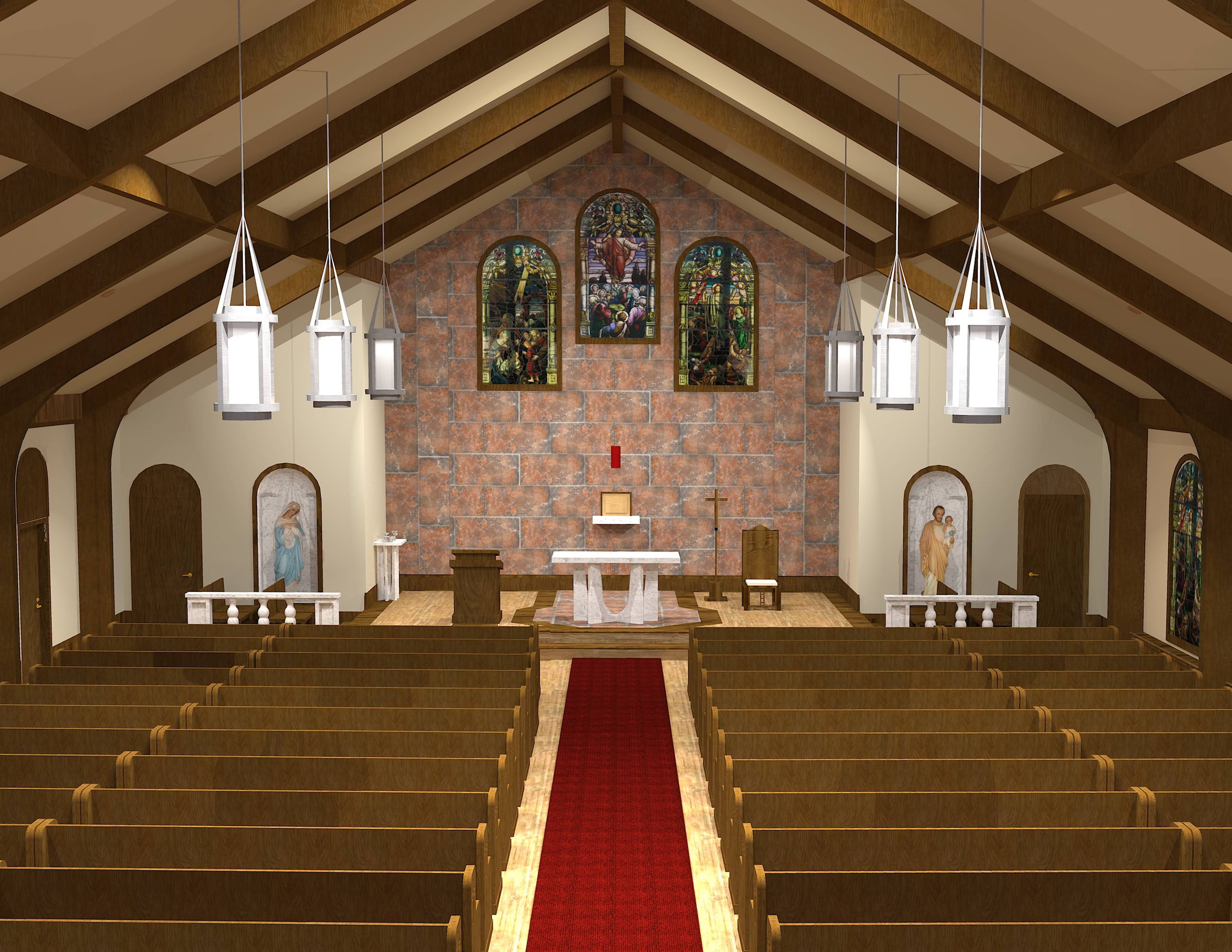 Church, rendering, design, interior, architecture
