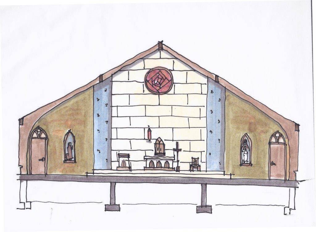 Church, sketch, interior, architecture, design