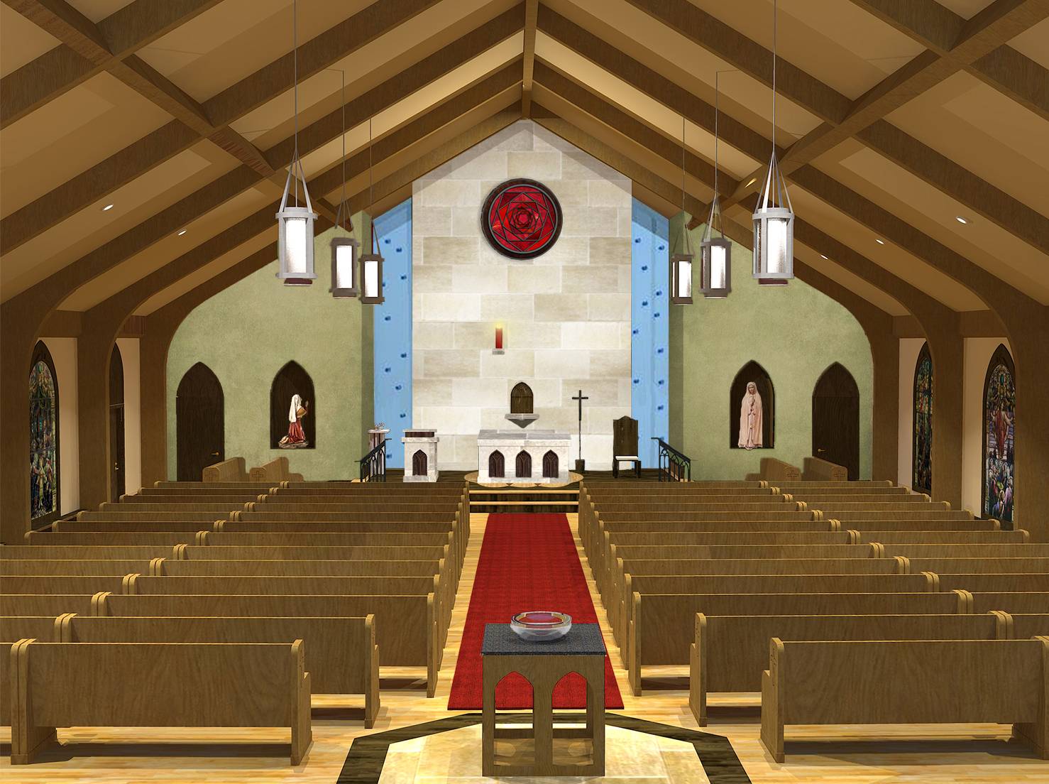Church, rendering, design, architecture